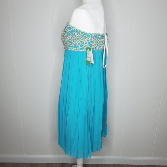 LILLY PULITZER SEA BLUE JILLIE CHIFFON STRAPLESS DRESS Woman's SIZE 10 - Picture 9 of 15
